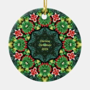 CLARISSA ~ CHRISTMAS Red Green Yellow 2022 ~ Ceramic Tree Decoration