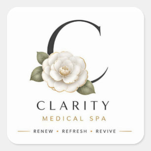 Clarity Medical Spa Luxury Camellia Logo Square Sticker
