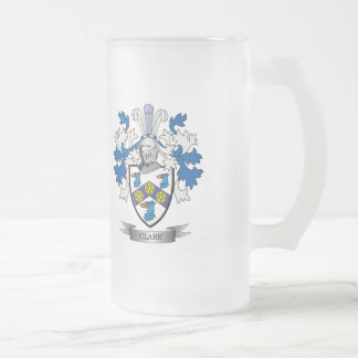 Clark Coat of Arms Frosted Glass Beer Mug