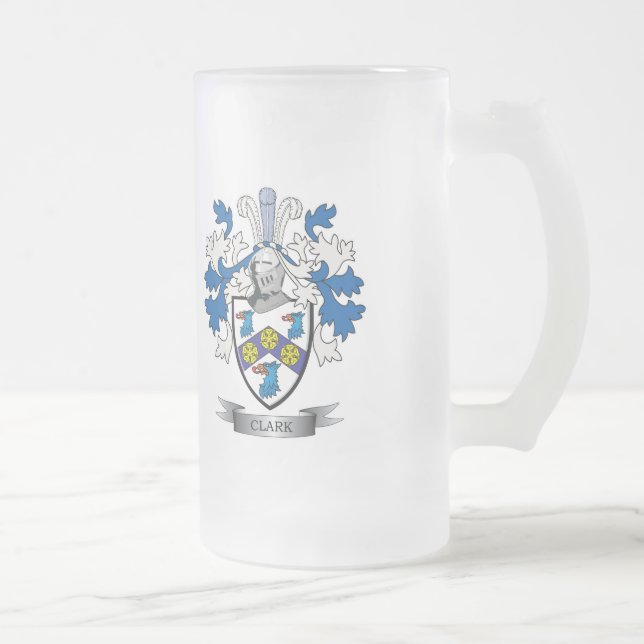 Clark Coat of Arms Frosted Glass Beer Mug (Right)