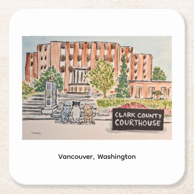 Clark County Courthouse Paper Coaster (Front)