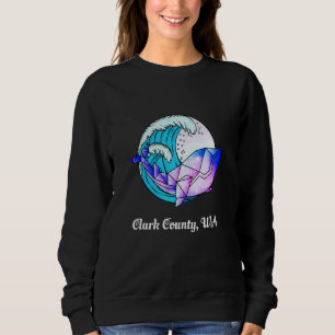Clark County Wa Japanese Paint Geometric Orca Kill Sweatshirt