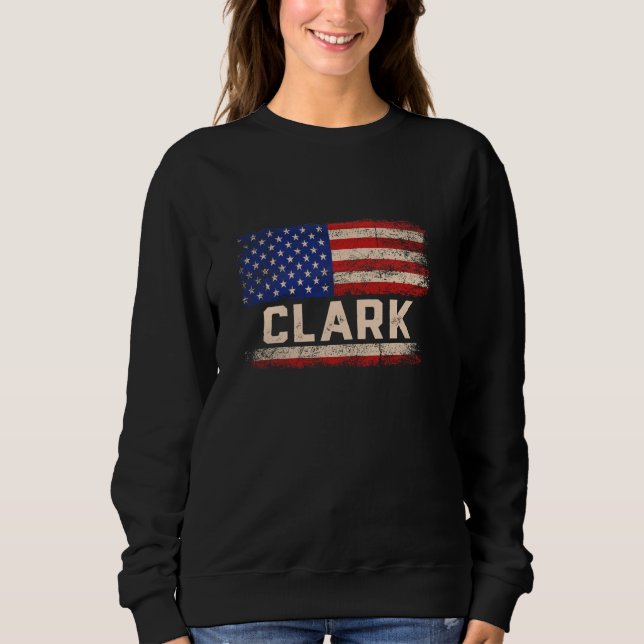 Clark Last Name Shirt Clark Name American Flag (Front)