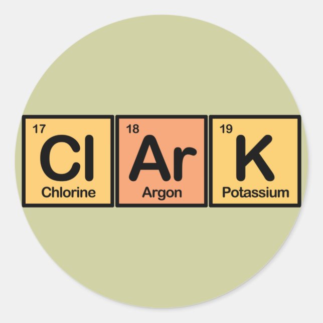 Clark made of Elements Classic Round Sticker (Front)