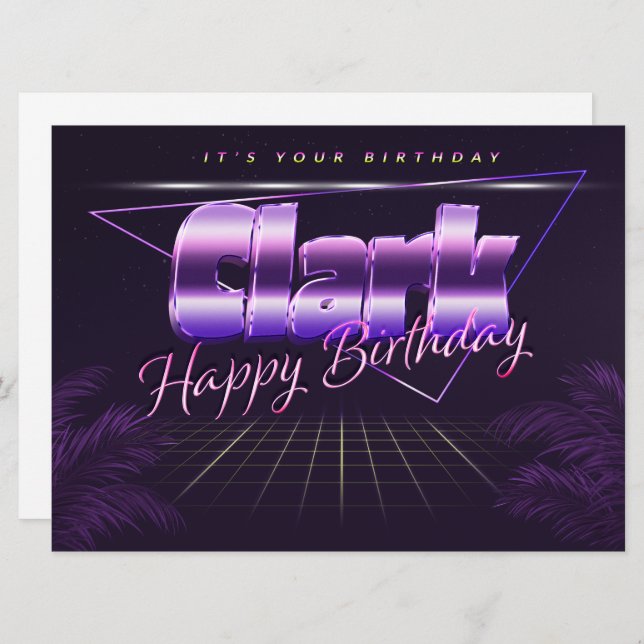 Clark name first name lila retro card birthday (Front/Back)
