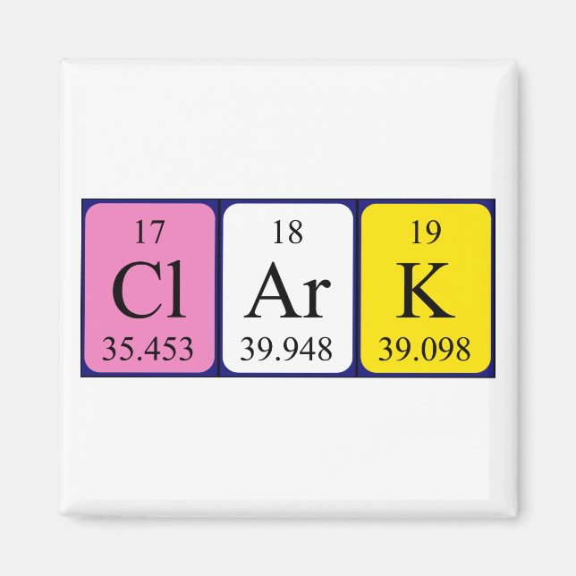 Clark periodic table name magnet (Front)