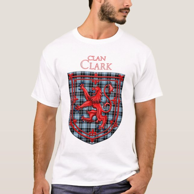 Clark Tartan Scottish Plaid Lion Rampant T-Shirt (Front)
