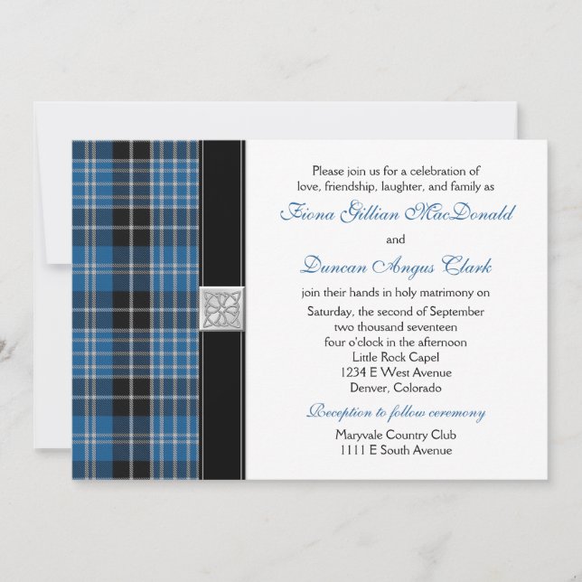 Clark Tartan Wedding Invitation Reception (Front)