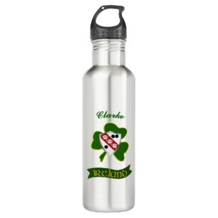 Clarke Irish Shield & Shamrock Personalized  710 Ml Water Bottle