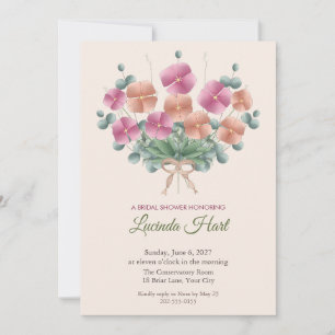 Clarkia Bouquet Boho Bridal Shower Invitation