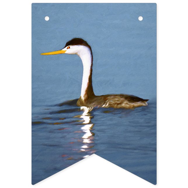 Clark's Grebe Painting - Original Bird Art Bunting (First Flag)