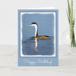 Clark's Grebe Painting - Original Bird Art Card