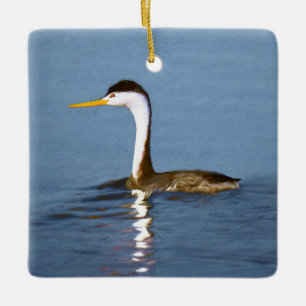 Clark's Grebe Painting - Original Bird Art Ceramic Ornament