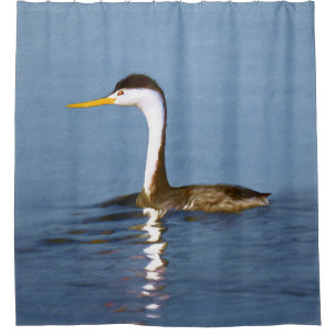 Clark's Grebe Painting - Original Bird Art Shower Curtain