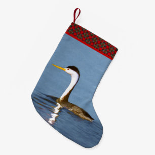 Clark's Grebe Painting - Original Bird Art Small Christmas Stocking