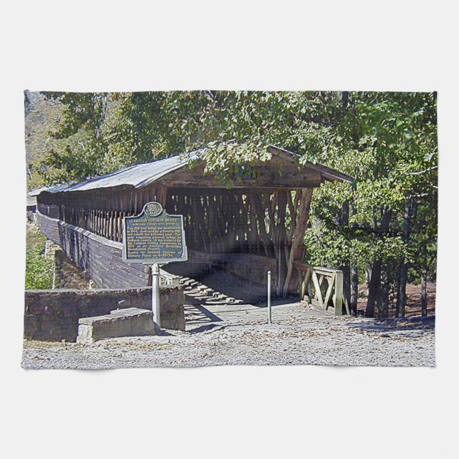 Clarkson Covered Bridge Alabama  Tea Towel (Horizontal)