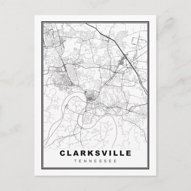 Clarksville Map Postcard (Front)