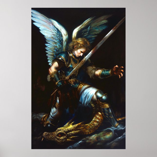 Clash of Fire and Feather | Epic Angel vs Dragon Poster (Front)