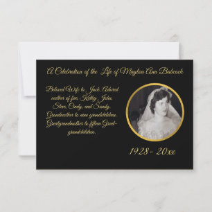 Clasic Black and Gold Black Personalised Sympathy Thank You Card
