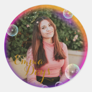 clasic round photo frame personal classic round sticker