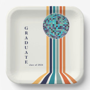 Class 0f 2024 Retro Graduation Party Paper Plate