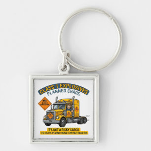 Class 1 Explosives Trucker Gift Funny ADR Hazard Key Ring