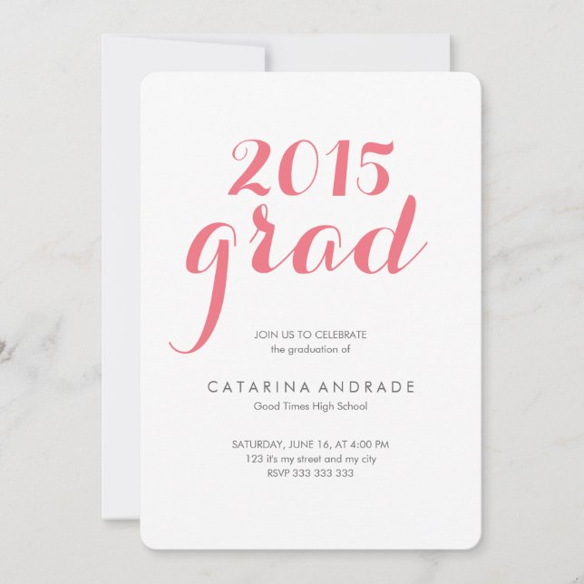 Class 2015 Photo Graduation High School Script Invitation (Front)