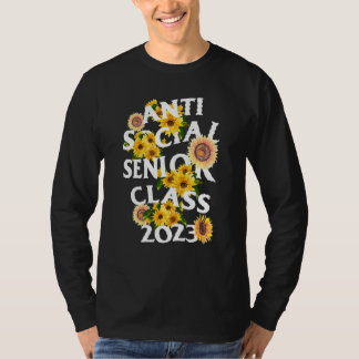 Class 2023 Anti Senior 2023 Floral Retro Streetwea T-Shirt