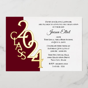 Class 2024 Graduation Burgundy and Gold Foil