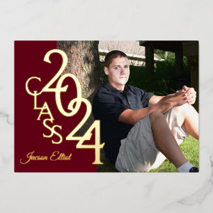 Class 2024 Photo Graduation Burgundy and Gold