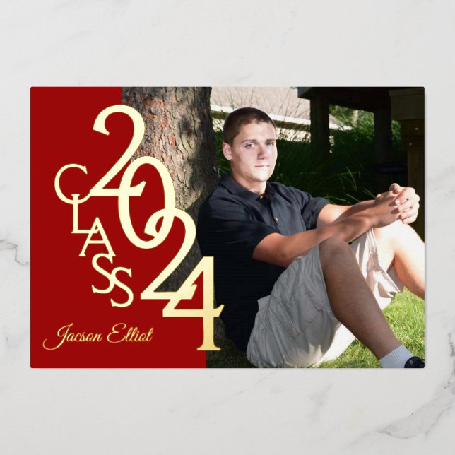 Class 2024 Photo Graduation Red and Gold (Front)