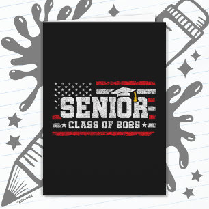 Class 2025 Graduation American Flag Senior 2025 Card