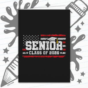 Class 2026 Graduation American Flag Senior 2026 Card