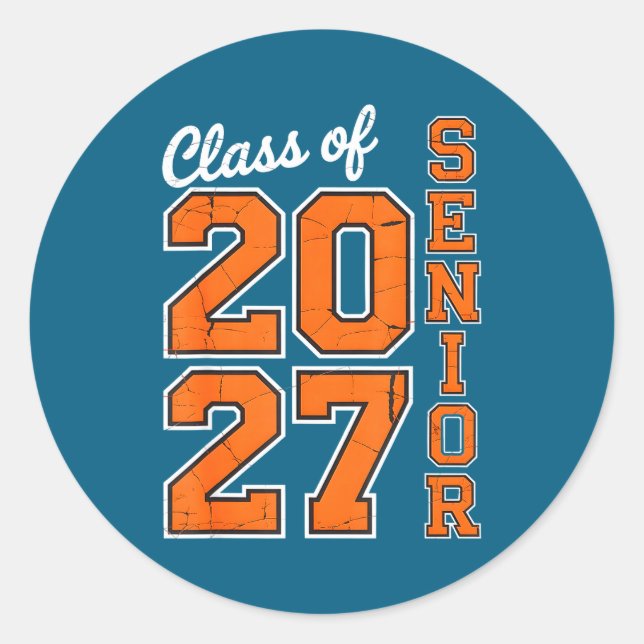 Class 2027 Senior 27 High Classic Round Sticker (Front)