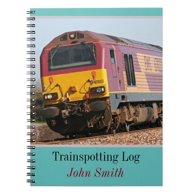 Class 67 diesel trainspotting log personalised spiral notebook (Front)