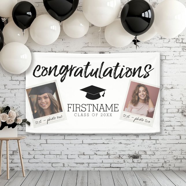 Class Any Year Graduation 2 Square Photo Collage Banner (Custom Graduation Banner for a Grad Party or Open House)