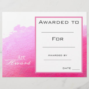 Class art award pink paint splash watercolor