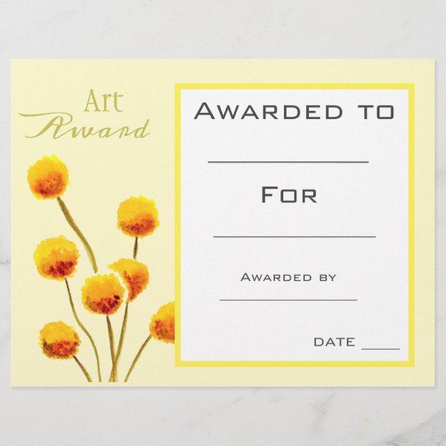 Class art award yellow flower watercolor (Front)