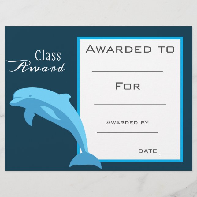 Class award cute dolphin animal (Front)