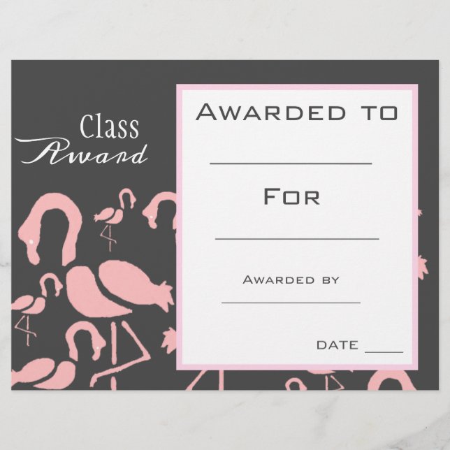 Class award cute flamingo animals (Front)