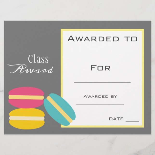 Class award cute macaron children certificate (Front)