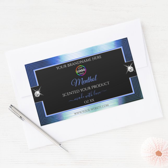 Class Black Shiny Royal Blue Logo Product Label (Envelope)