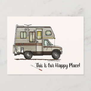 CLASS C RV happy camper art Cute Postcard