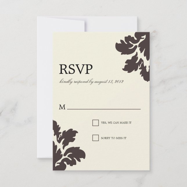 CLASS DAMASK | WEDDING RSVP CARD (Front)