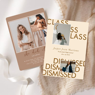 Class Dismissed 2026 Photo Minimal Graduation  Invitation