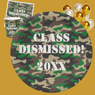 Class Dismissed Camo Paper Plate
