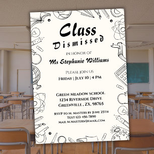  Class Dismissed School Teacher Retirement Party Invitation