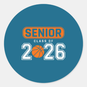 Class Graduation Senior 26 Basketball Classic Round Sticker