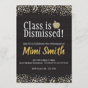 Class is Dismissed Teacher Retirement Invitation