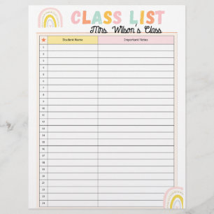 Class List Planner Custom Letterhead